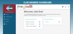 TMClubSchedule Club Member Section