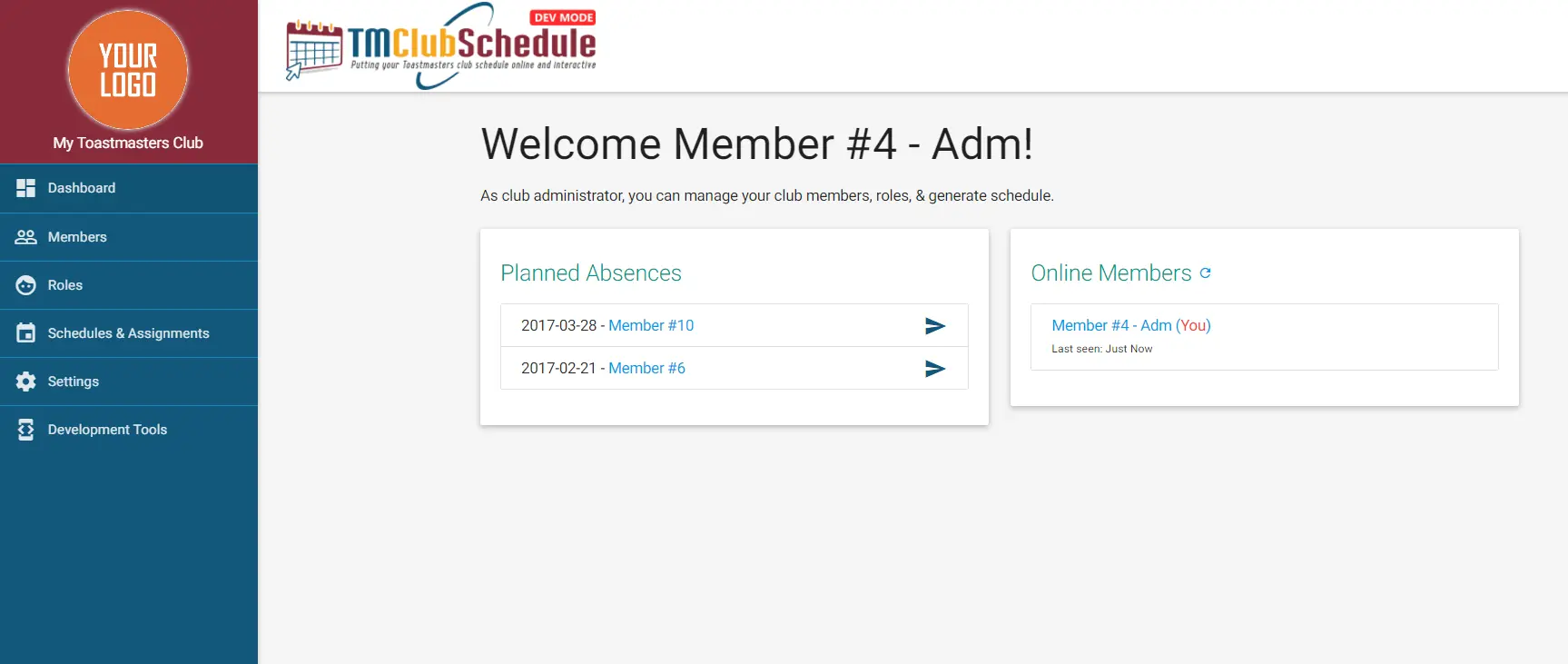 TMClubSchedule: VP-Edu Dashboard